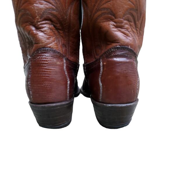 Dan Post Brown Leather Cowboy Boots Lizard Exotic 451 J 8.5M 051016 Size 8.5 M - Picture 10 of 16